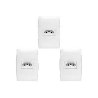 Kit C/3 - Conjunto Soprano Ilus 4X2 Branco Com Placa(1Tomada  ..