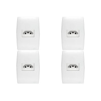 Kit C/4 - Conjunto Soprano Ilus 4X2 Branco Com Placa(1Tomada  ..