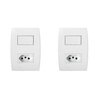Kit C/2 - Conjunto Soprano Ilus 4X2 Branco Com Placa(1Sim...