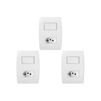 Kit C/3 - Conjunto Soprano Ilus 4X2 Branco Com Placa(1Sim...