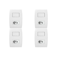 Kit C/4 - Conjunto Soprano Ilus 4X2 Branco Com Placa(1Sim...