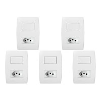 Kit C/5 - Conjunto Soprano Ilus 4X2 Branco Com Placa(1Sim...