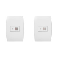 Kit C/2 - Conjunto Soprano Ilus 4X2 Branco Com Placa(1Par...