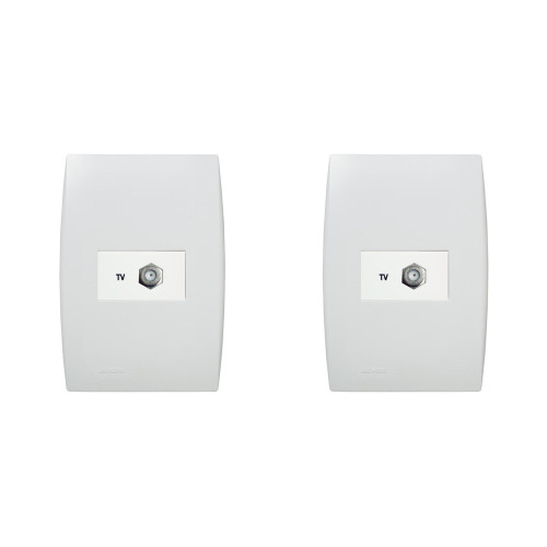 Kit C/2 - Conjunto Soprano Ilus 4X2 Branco Com Placa(1Tomada  ..