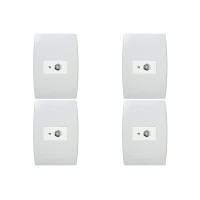Kit C/4 - Conjunto Soprano Ilus 4X2 Branco Com Placa(1Tomada  ..