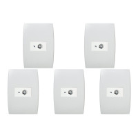 Kit C/5 - Conjunto Soprano Ilus 4X2 Branco Com Placa(1Tomada  ..