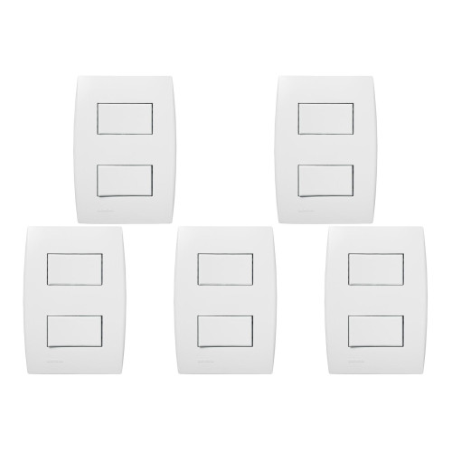 Kit C/5 - Conjunto Soprano Ilus 4X2 Branco Com Placa(1Sim...