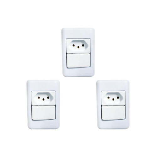 Kit C/3 - Sistema Perlex Branca (1 Paralelo+Tomada 10A) 3...