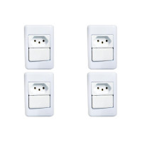 Kit C/4 - Sistema Perlex Branca (1 Paralelo+Tomada 10A) 3...