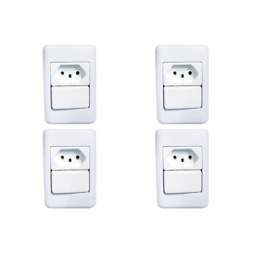 Kit C/4 - Sistema Perlex Branca (1 Paralelo+Tomada 10A) 3...