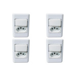 Kit C/4 - Sistema Perlex Branca (1 Simples+Tomada 20A) 30...