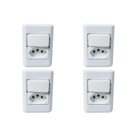Kit C/4 - Sistema Perlex Branca (1 Simples+Tomada 20A) 30...