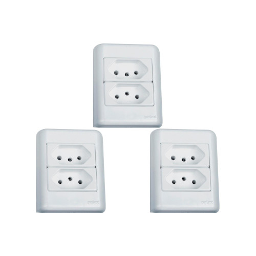 Kit C/3 - Sistema Perlex Branca (2 Tomadas 10/20A) 3011/15Br