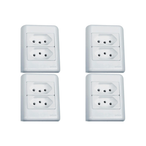Kit C/4 - Sistema Perlex Branca (2 Tomadas 10/20A) 3011/15Br