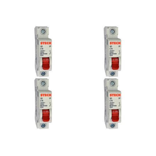 Kit C/4 - Disjuntor Steck Din Unipolar 16A Sd61 C Sdd61C16