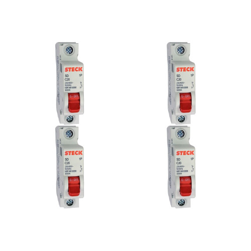 Kit C/4 - Disjuntor Steck Din Unipolar 20A Sd61 C Sdd61C20