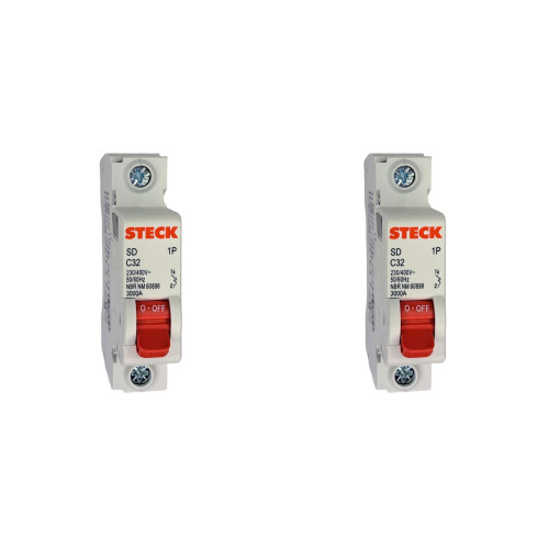 Kit C/2 - Disjuntor Steck Din Unipolar 32A Sd61 C Sdd61C32