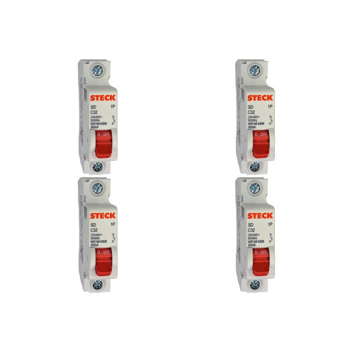 Kit C/4 - Disjuntor Steck Din Unipolar 32A Sd61 C Sdd61C32