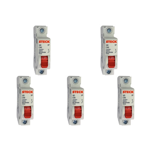 Kit C/5 - Disjuntor Steck Din Unipolar 40A Sd61 C Sdd61C40
