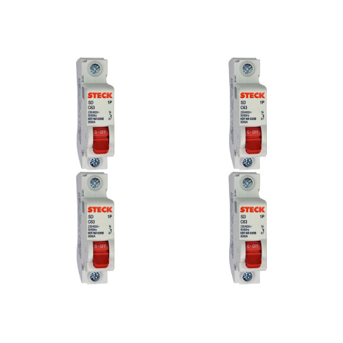 Kit C/4 - Disjuntor Steck Din Unipolar 63A Sd61 C Sdd61C63