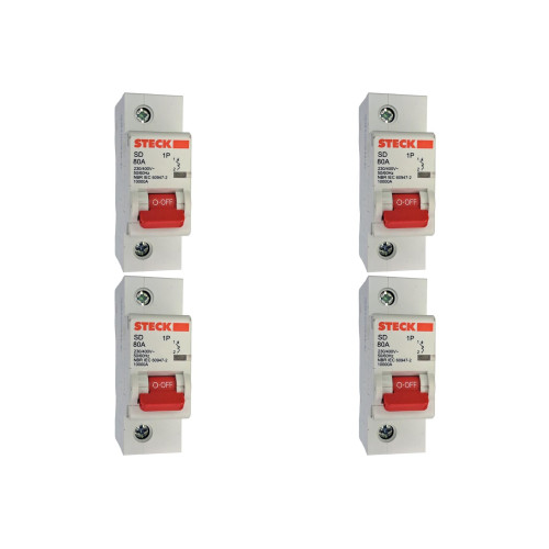 Kit C/4 - Disjuntor Steck Din Unipolar 80A Sd1 C Sdd1C80