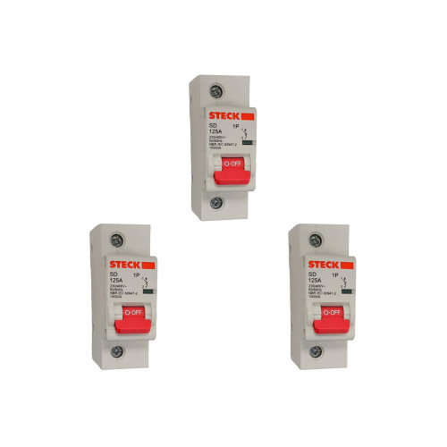 Kit C/3 - Disjuntor Steck Din Unipolar125A Sd1 C Sdd1C125