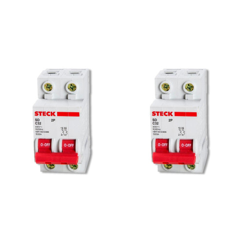 Kit C/2 - Disjuntor Steck Din Bipolar100A Sd2 C Sdd2C100