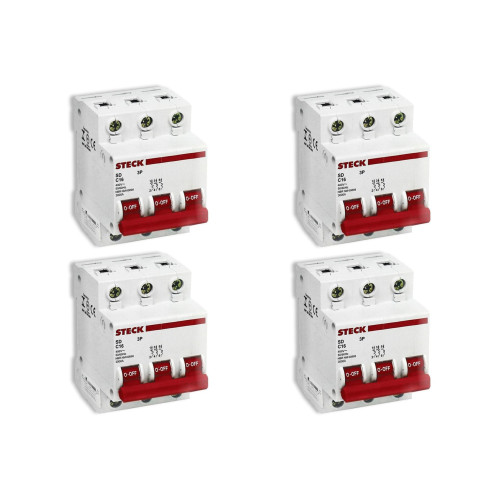 Kit C/4 - Disjuntor Steck Din Tripolar 16A Sd63 C Sdd63C16