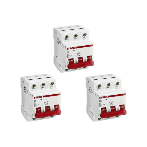 Kit C/3 - Disjuntor Steck Din Tripolar 40A Sd63 C Sdd63C40