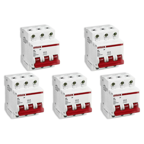 Kit C/5 - Disjuntor Steck Din Tripolar 40A Sd63 C Sdd63C40