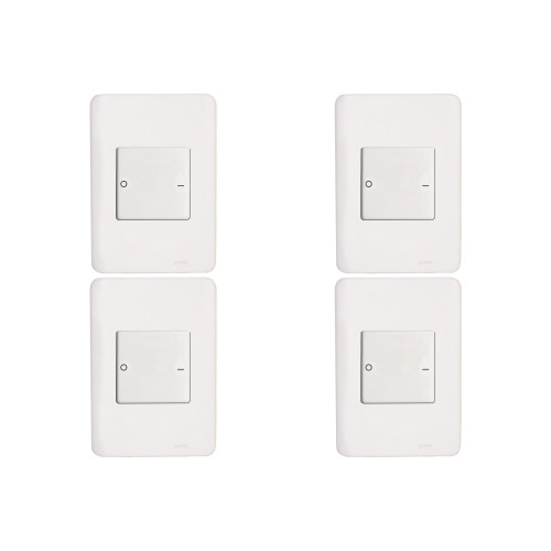 Kit C/4 - Conjunto Perlex Aros 4X2 Branco Com Placa(1Bipo...