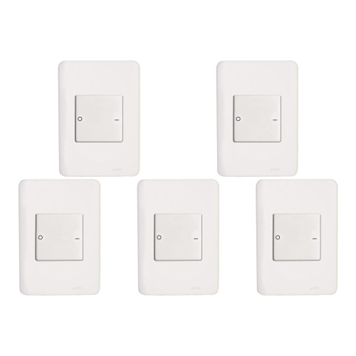 Kit C/5 - Conjunto Perlex Aros 4X2 Branco Com Placa(1Bipo...