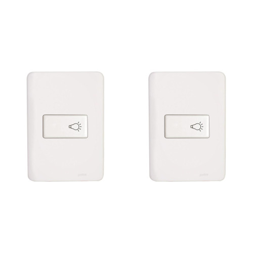 Kit C/2 - Conjunto Perlex Aros 4X2 Branco Com Placa(1Camp...