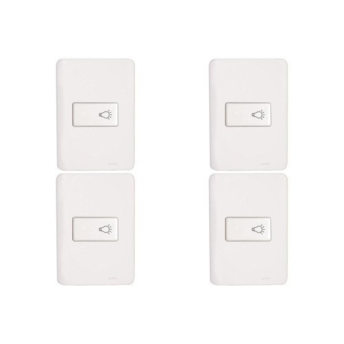 Kit C/4 - Conjunto Perlex Aros 4X2 Branco Com Placa(1Camp...