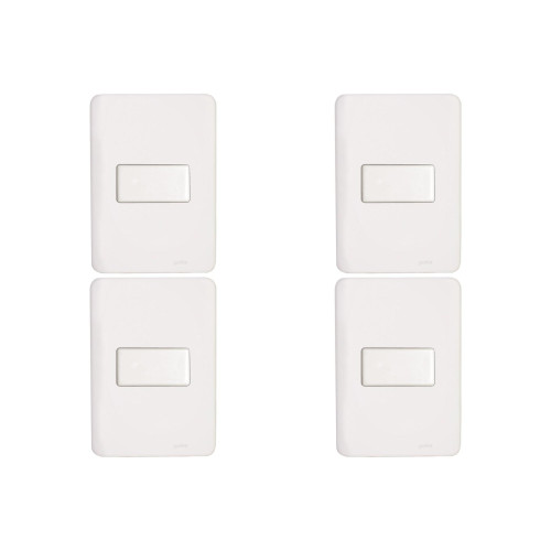 Kit C/4 - Conjunto Perlex Aros 4X2 Branco Com Placa(1Para...
