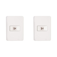 Kit C/2 - Conjunto Perlex Aros 4X2 Branco Com Placa(1Toma...