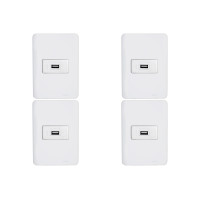 Kit C/4 - Conjunto Perlex Aros 4X2 Branco Com Placa(1Toma...