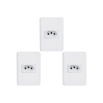 Kit C/3 - Conjunto Perlex Aros 4X2 Branco Com Placa(1Toma...
