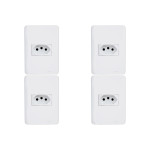 Kit C/4 - Conjunto Perlex Aros 4X2 Branco Com Placa(1Toma...