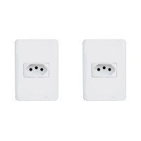 Kit C/2 - Conjunto Perlex Aros 4X2 Branco Com Placa(1Toma...