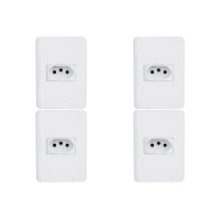 Kit C/4 - Conjunto Perlex Aros 4X2 Branco Com Placa(1Toma...