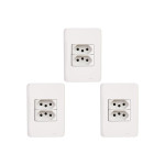 Kit C/3 - Conjunto Perlex Aros 4X2 Branco Com Placa(2Toma...