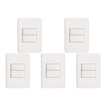 Kit C/5 - Conjunto Perlex Aros 4X2 Branco Com Placa(2Simp...