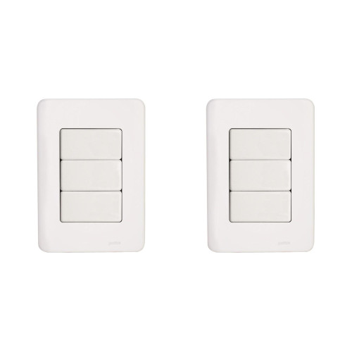 Kit C/2 - Conjunto Perlex Aros 4X2 Branco Com Placa(3Simp...