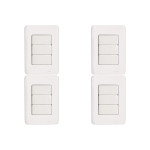 Kit C/4 - Conjunto Perlex Aros 4X2 Branco Com Placa(3Simp...