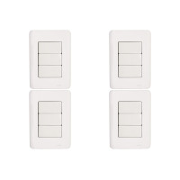 Kit C/4 - Conjunto Perlex Aros 4X2 Branco Com Placa(3Simp...