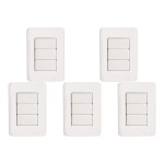 Kit C/5 - Conjunto Perlex Aros 4X2 Branco Com Placa(3Simp...