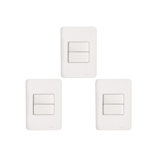 Kit C/3 - Conjunto Perlex Aros 4X2 Branco Com Placa(2Para...