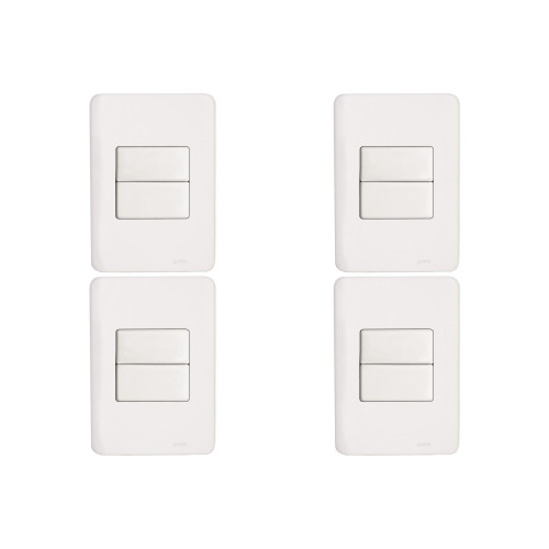 Kit C/4 - Conjunto Perlex Aros 4X2 Branco Com Placa(2Para...