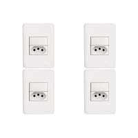 Kit C/4 - Conjunto Perlex Aros 4X2 Branco Com Placa(1Simp...